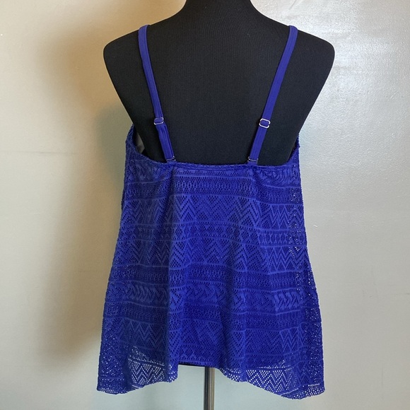 Women’s Tankini Swimsuit 2 Pc Blue Adjustable Straps Sz L NWOT - Picture 3 of 7